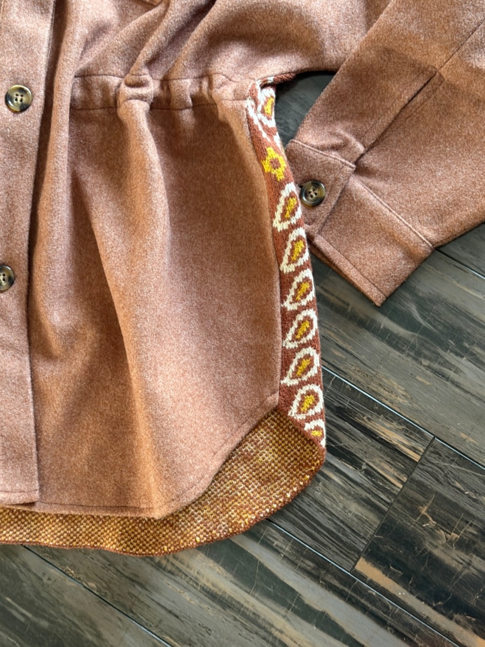 NEW Davi & Dani Jacket Button Front Drawstring Waist Front Chest Pockets Boho - Picture 7 of 16